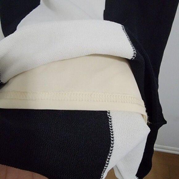 TORN By Ronny Kobo Colorblock Bodycon Striped Black White Tan Dress Small - Picture 8 of 11